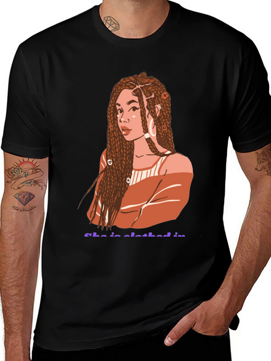 Woman Portrait Graphic Tee - Unisex Black Cotton T-Shirt