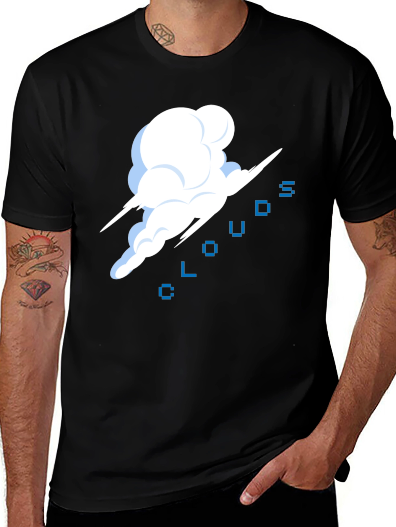 Pixel Clouds Black T-Shirt