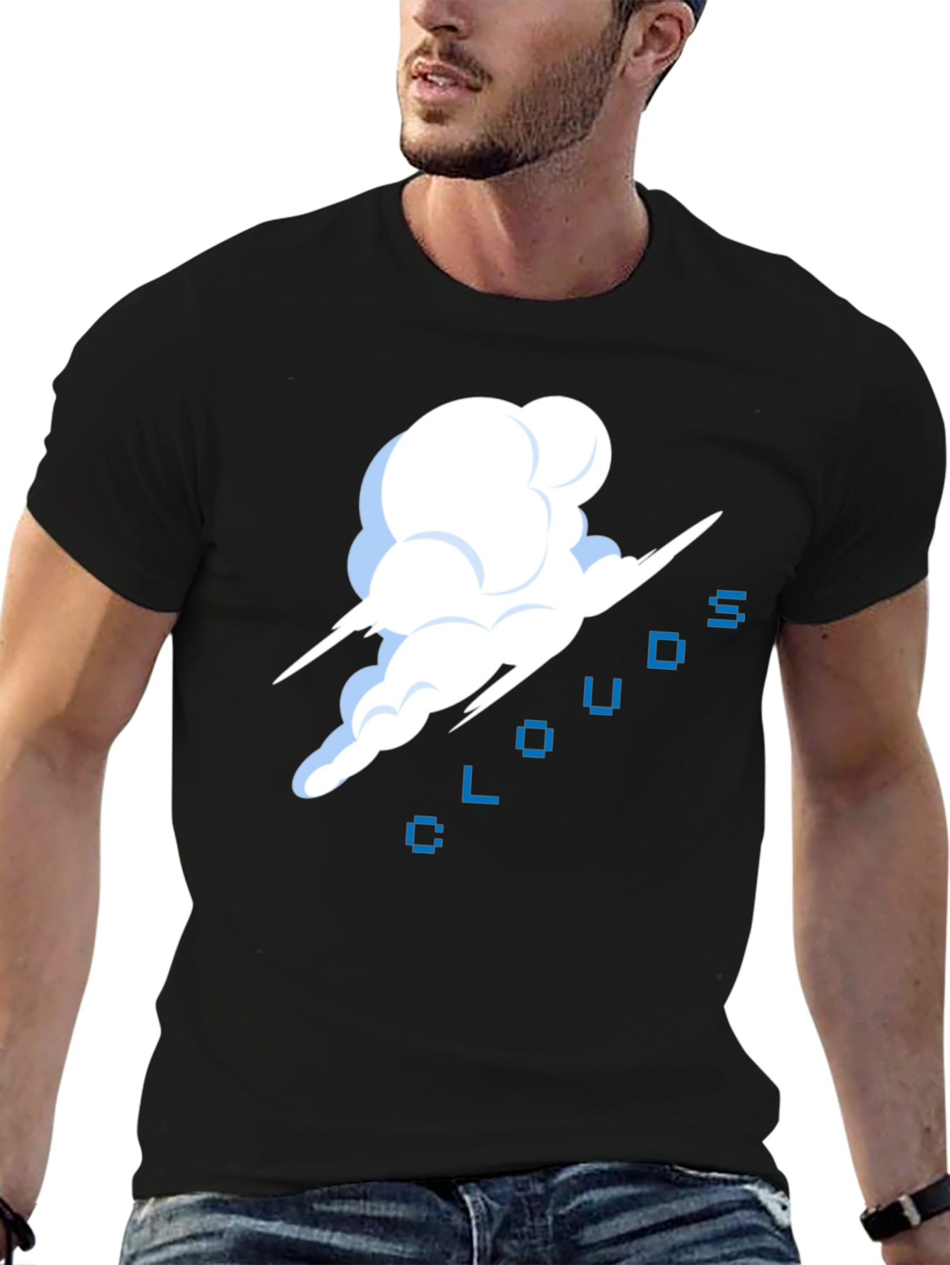 Pixel Clouds Black T-Shirt