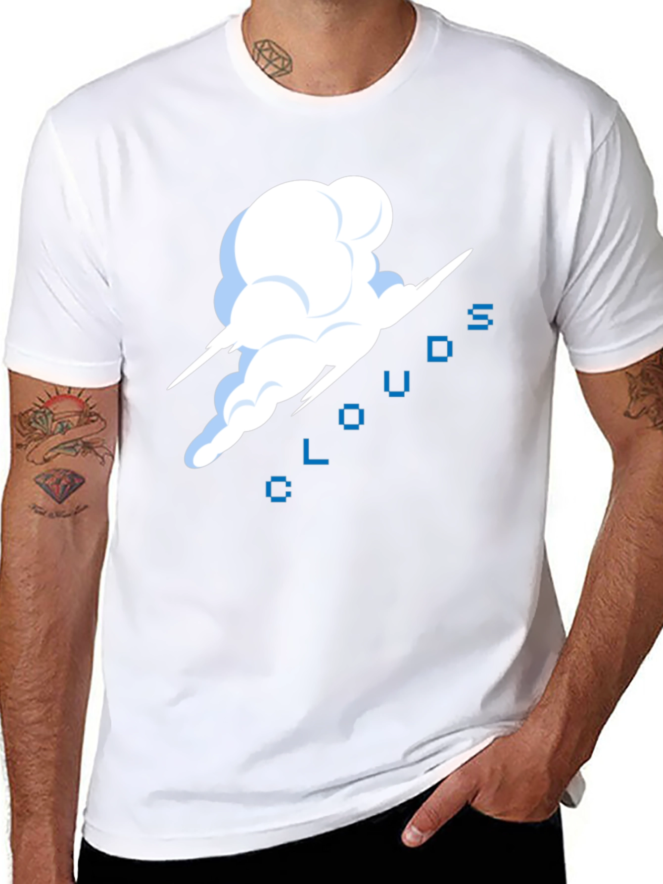 Pixel Clouds Black T-Shirt