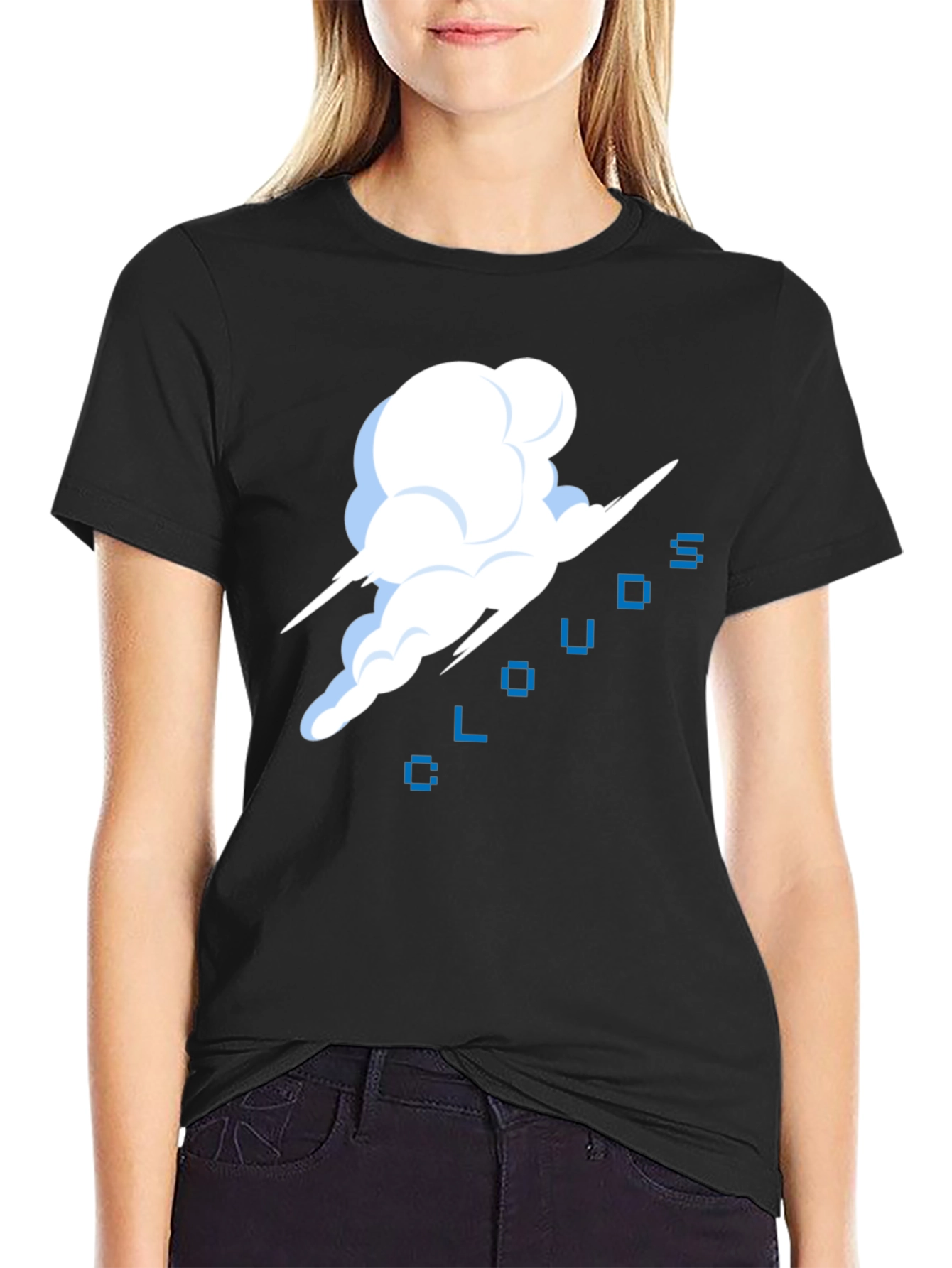 Pixel Clouds Black T-Shirt