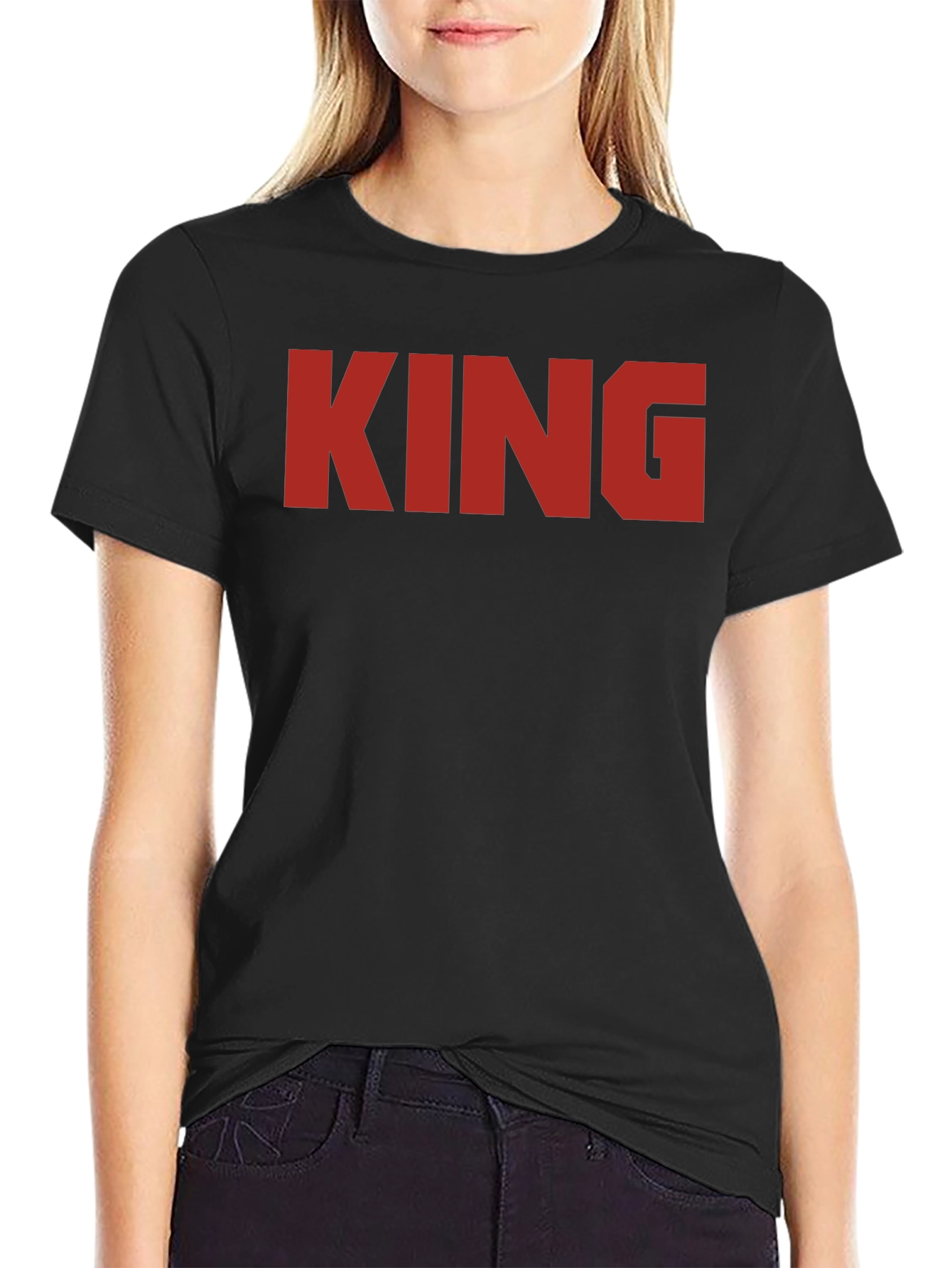 KING Statement T-Shirt - Bold Red Text on Black