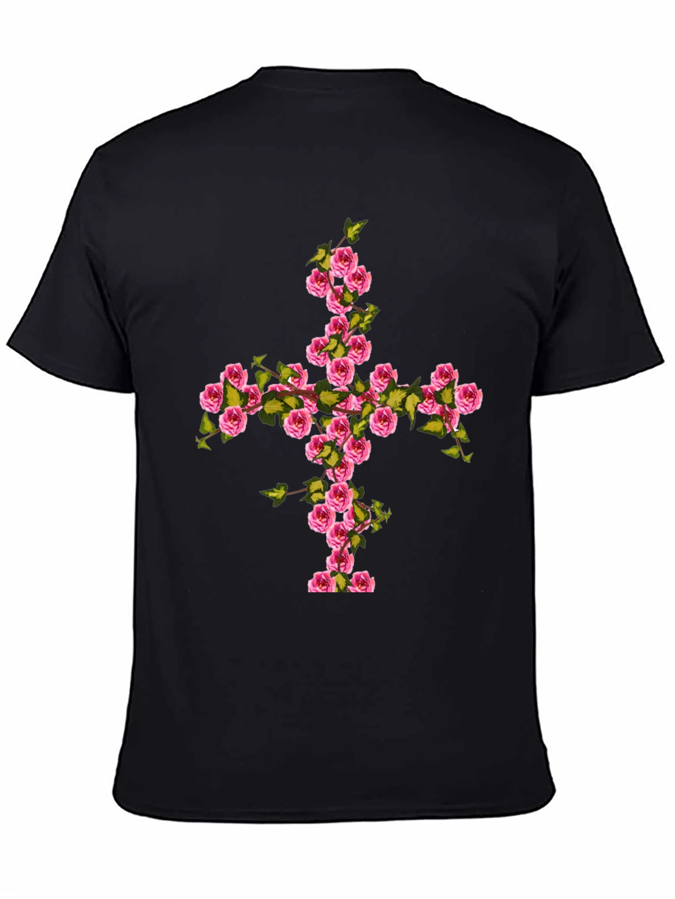 Floral Cross Graphic Tee - Black