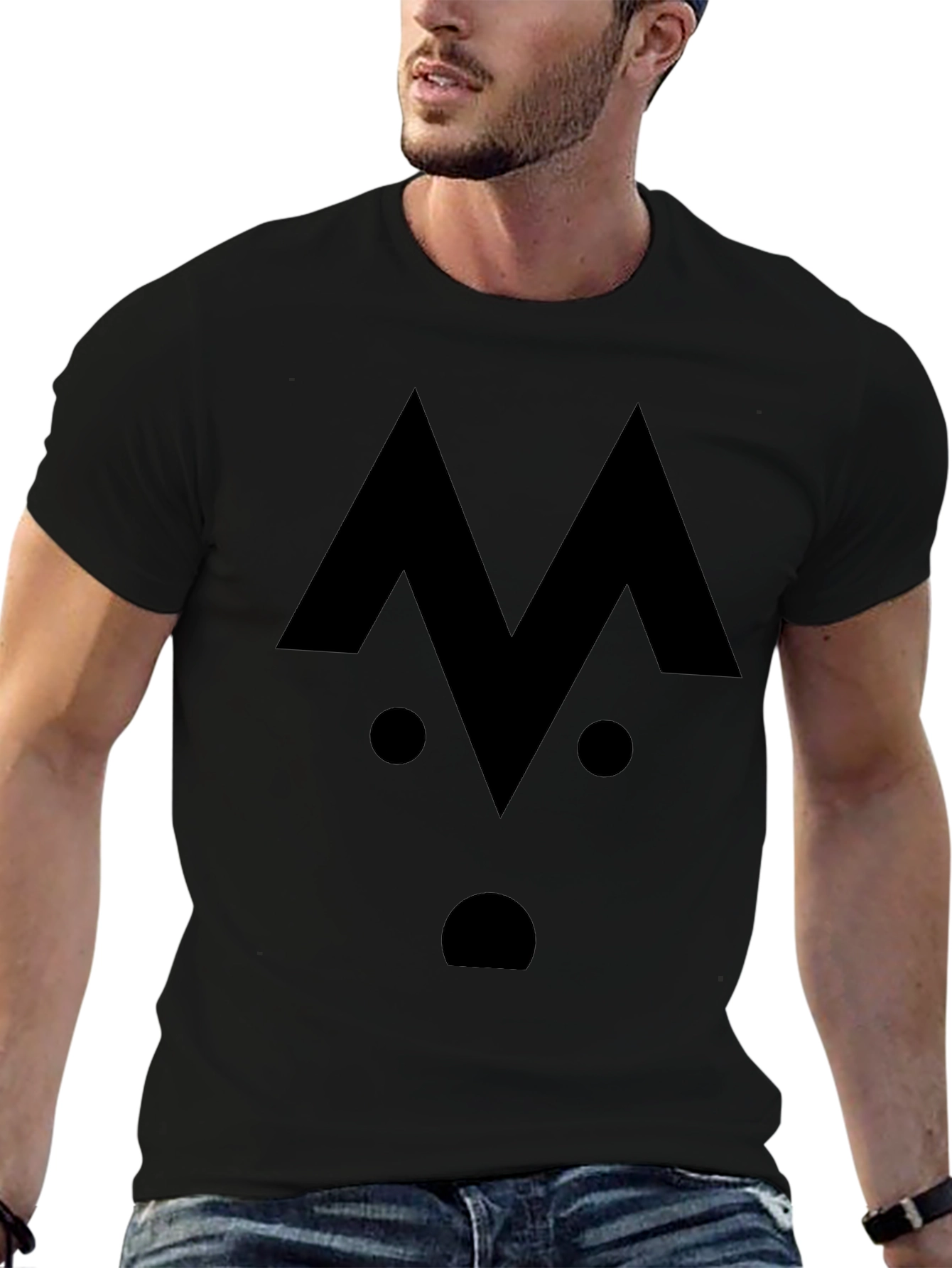Geometric Face Black Graphic T-Shirt