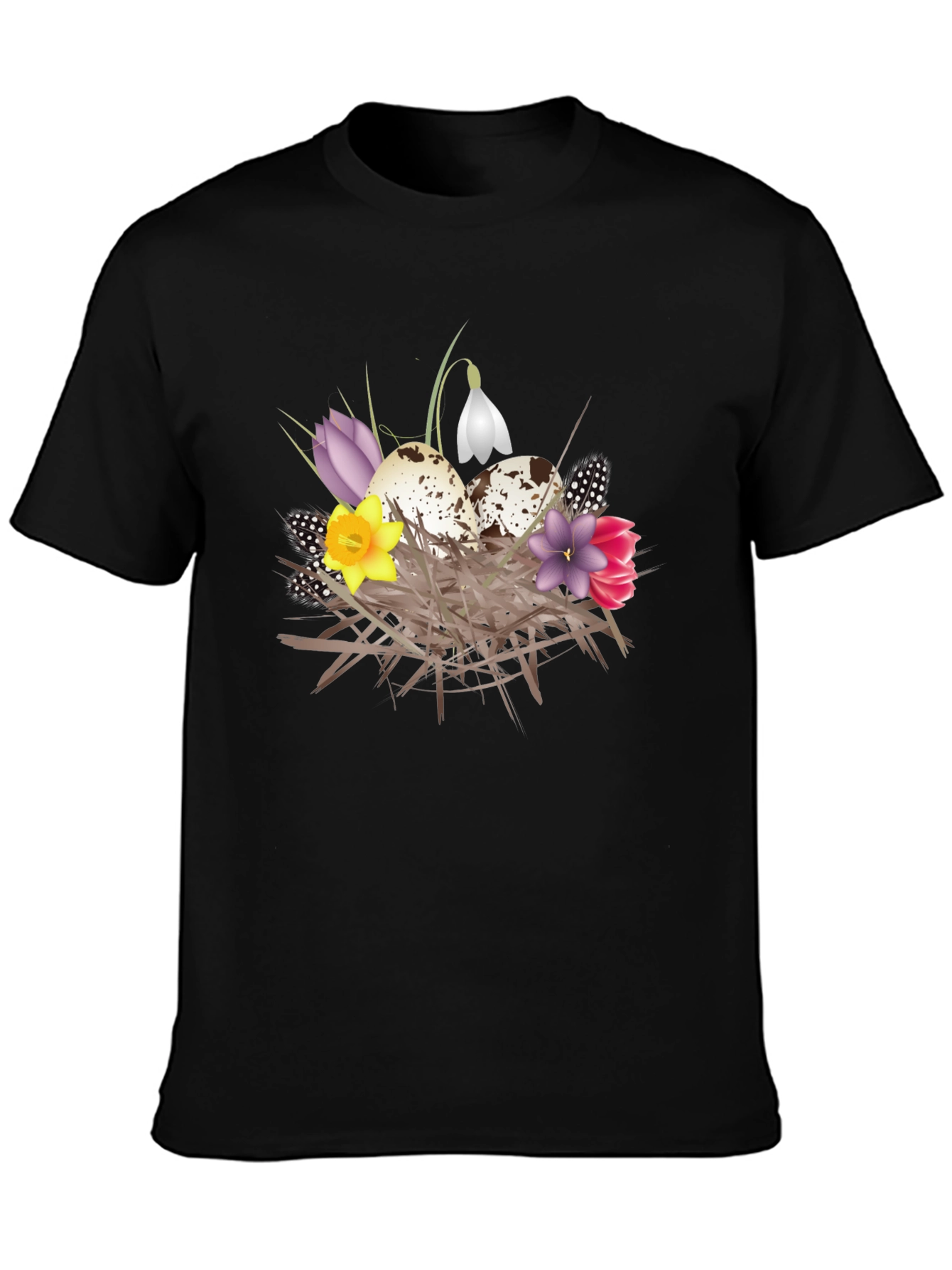 Spring Nest T-Shirt: Eggs and Flowers Graphic Tee