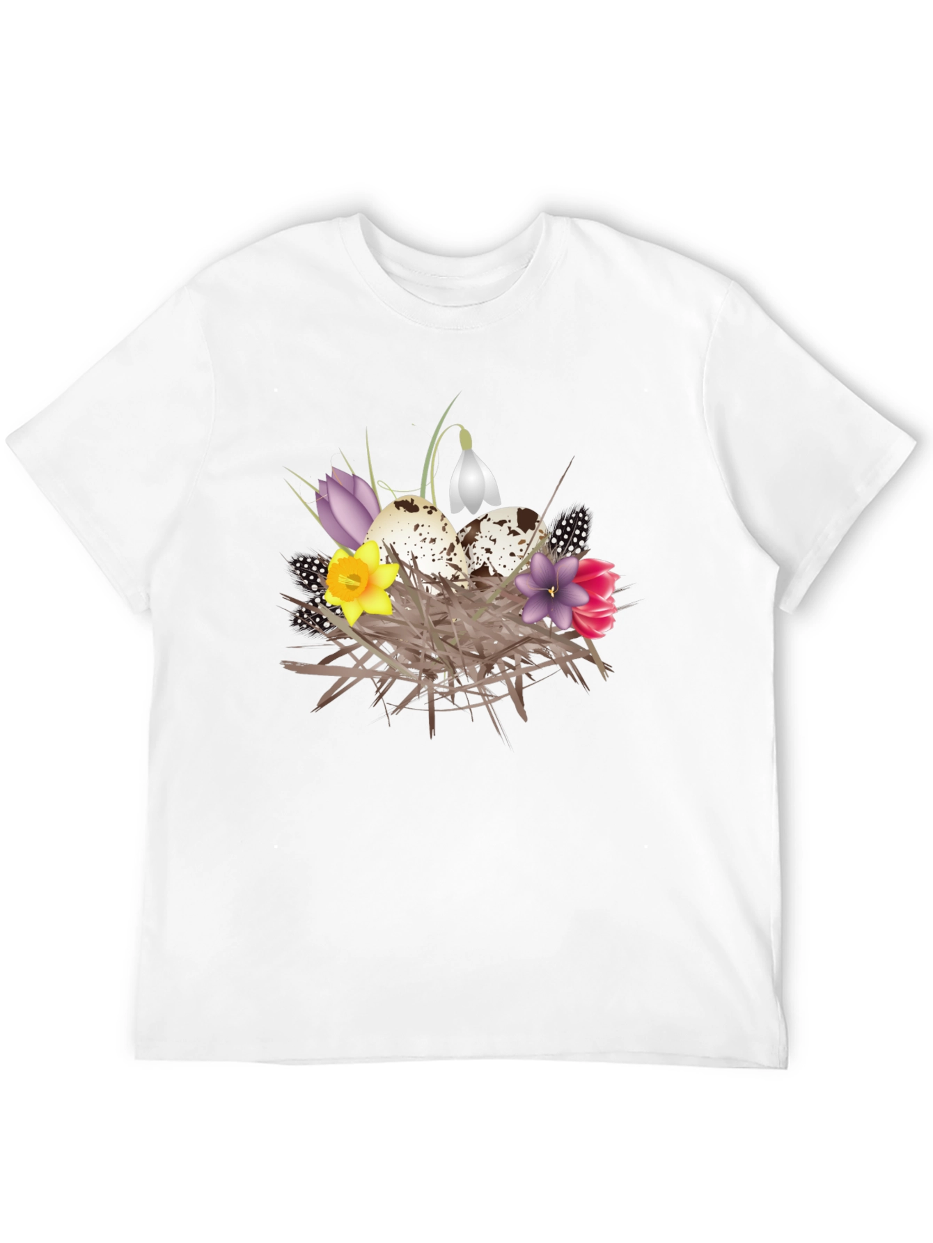 Spring Nest T-Shirt: Eggs and Flowers Graphic Tee