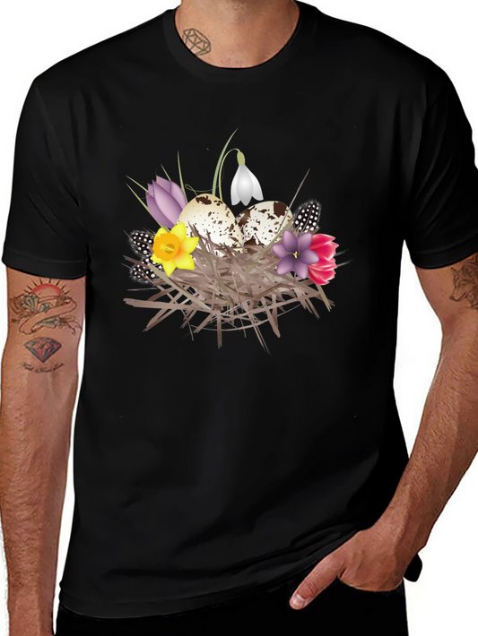 Spring Nest T-Shirt: Eggs and Flowers Graphic Tee