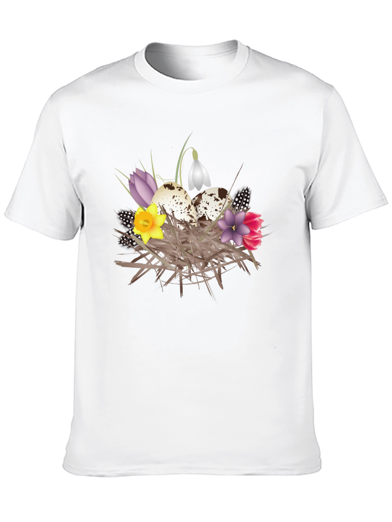 Spring Nest T-Shirt: Eggs and Flowers Graphic Tee