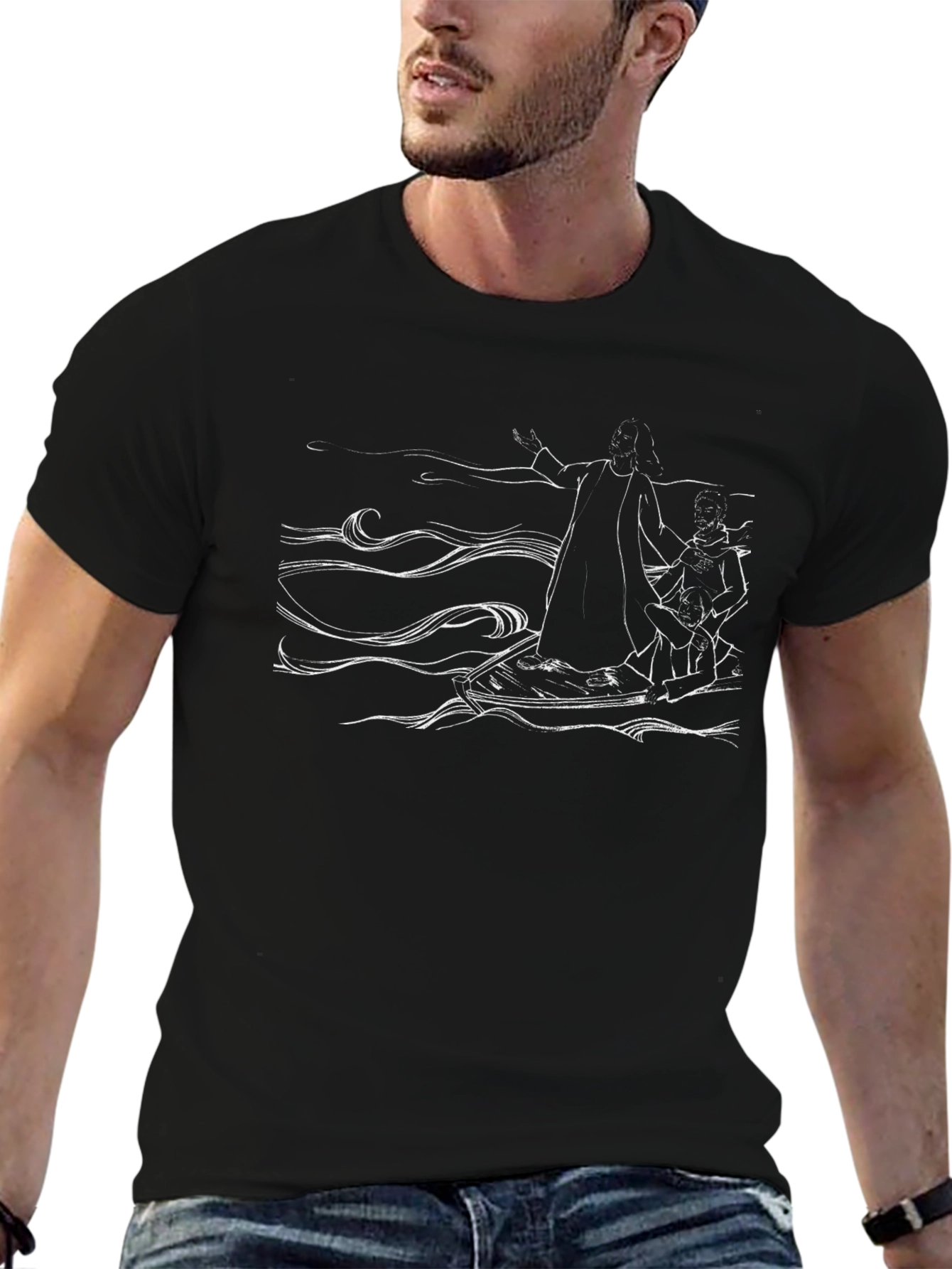 Unique Graphic Print Black T-Shirt