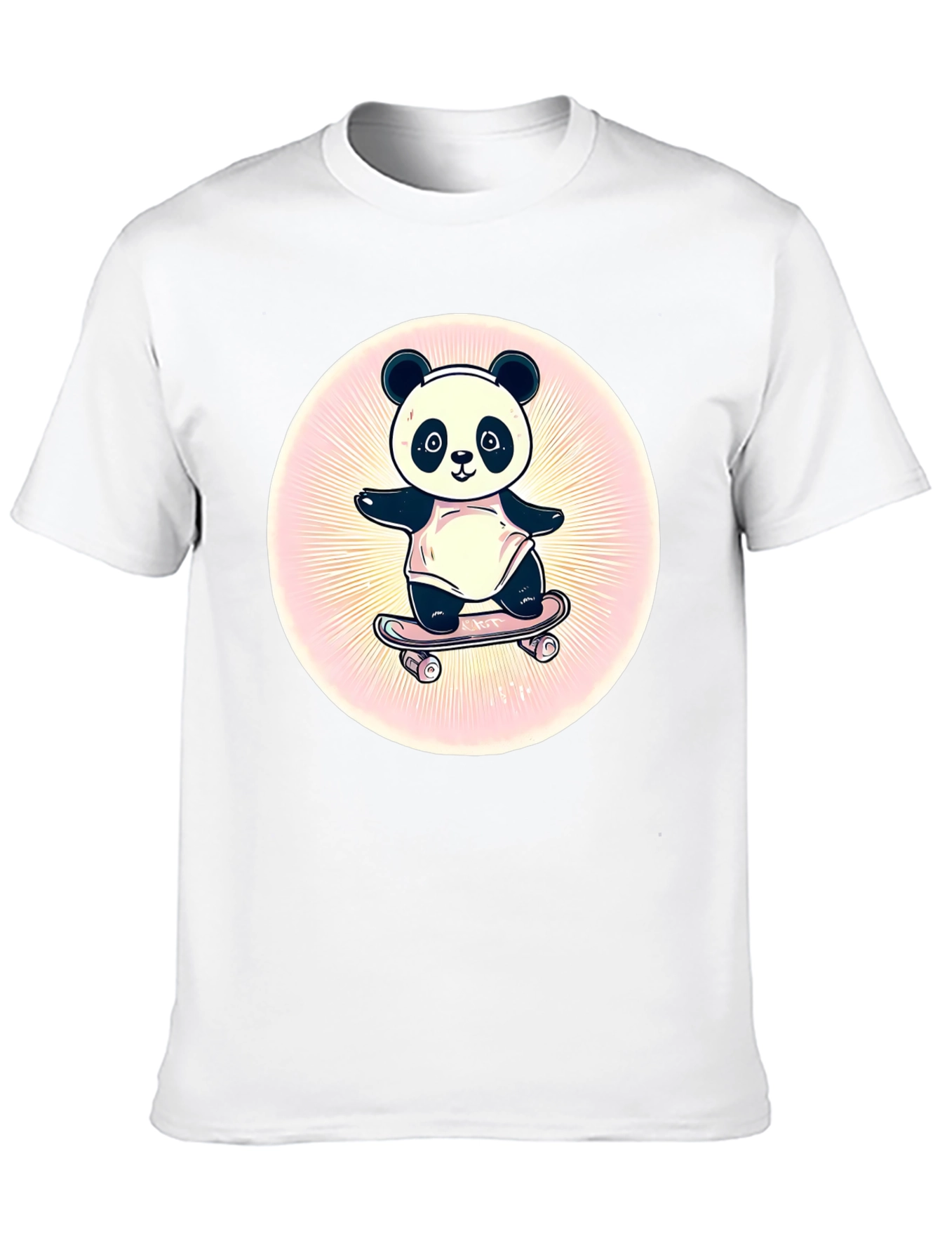 Panda Skateboarder Graphic Tee - Black Cotton Blend