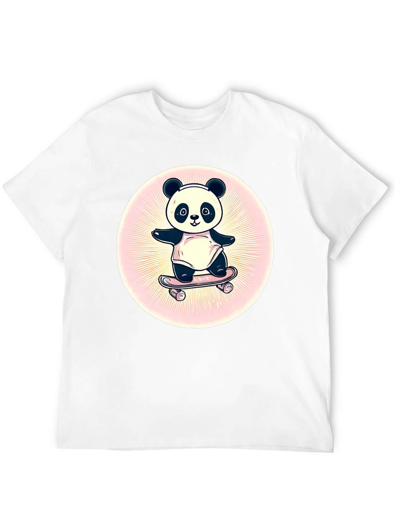 Panda Skateboarder Graphic Tee - Black Cotton Blend
