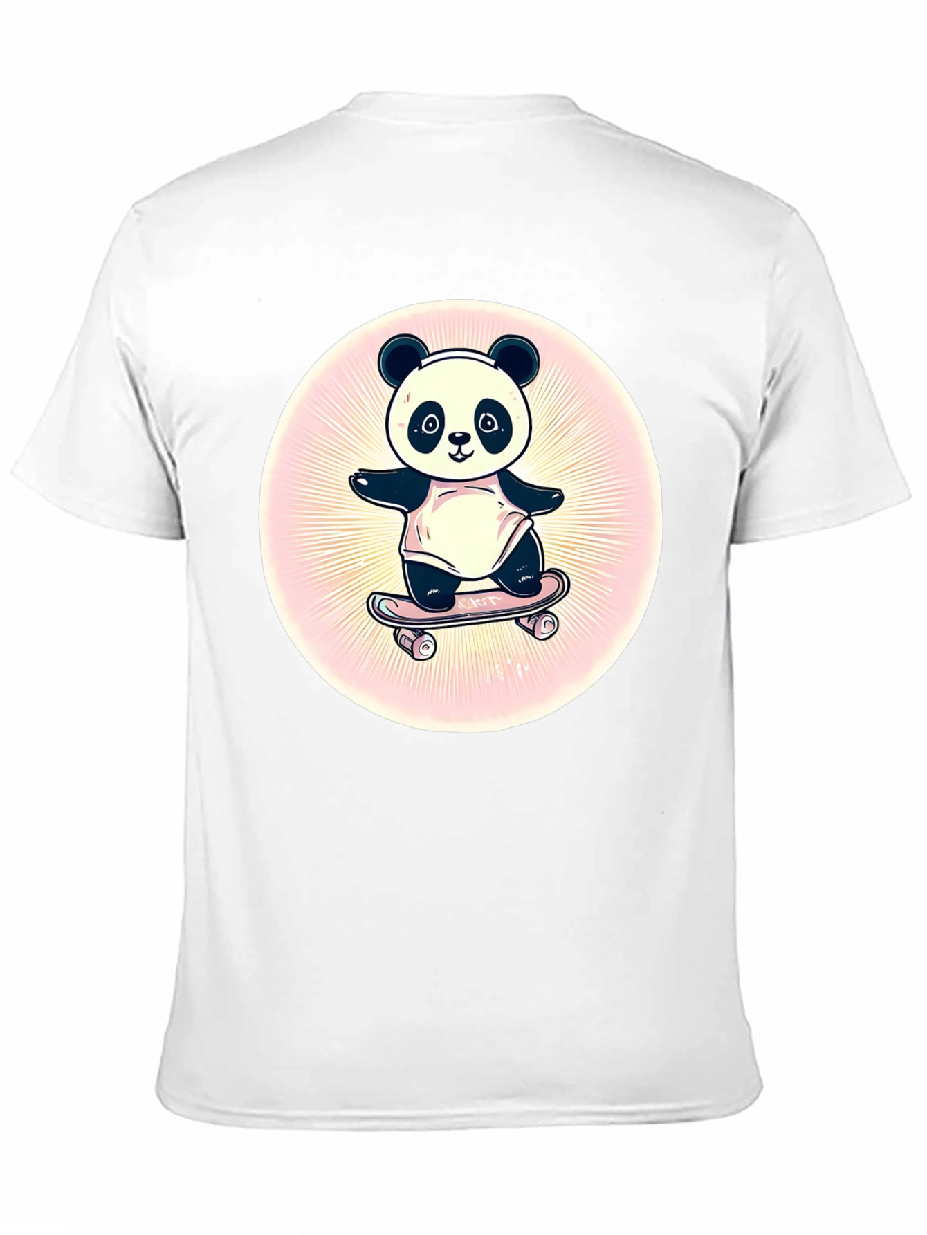 Panda Skateboarder Graphic Tee - Black Cotton Blend