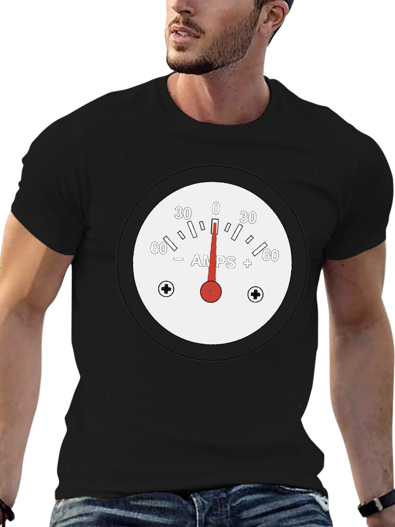 Amps Gauge Graphic Tee - Black Cotton T-Shirt
