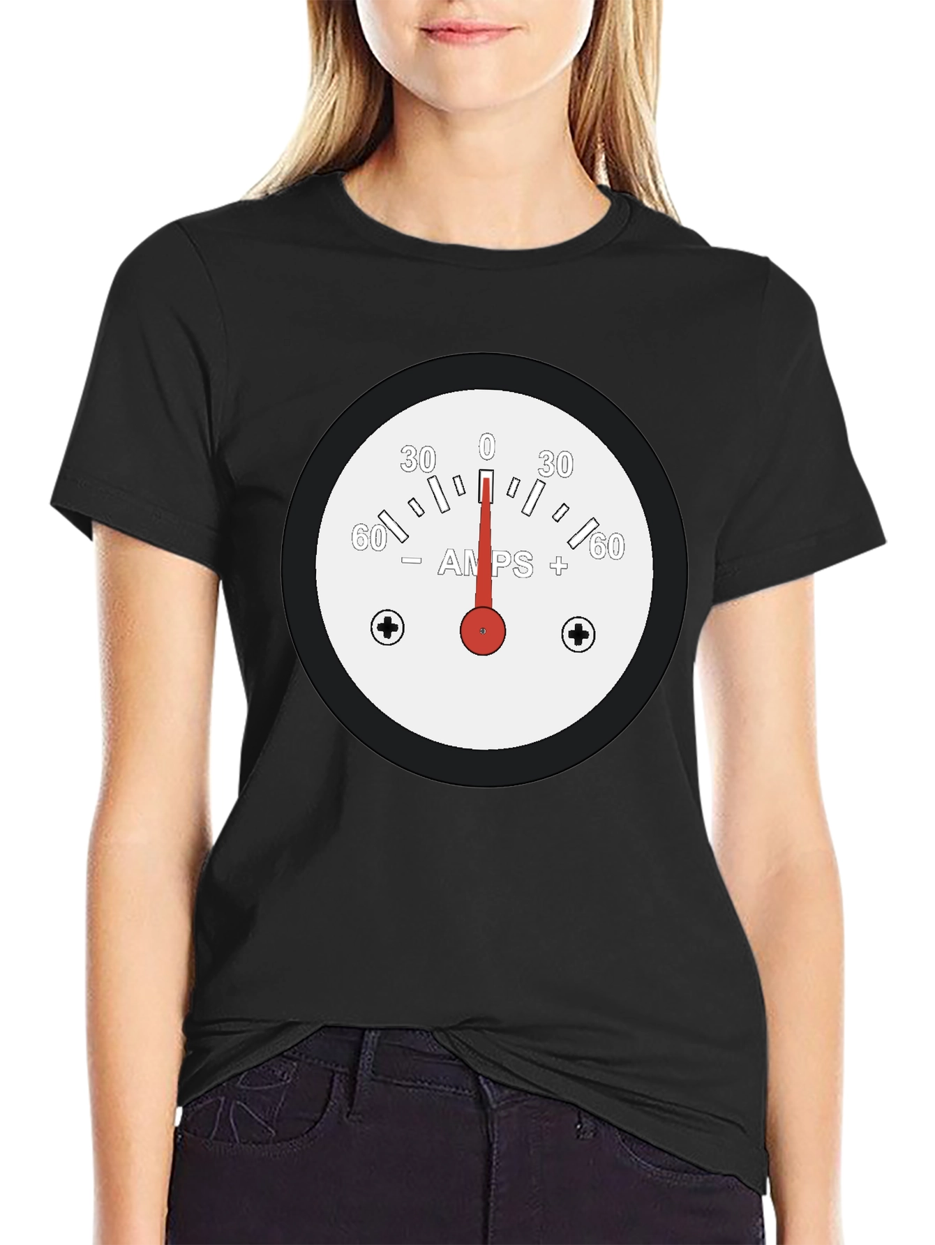 Amps Gauge Graphic Tee - Black Cotton T-Shirt