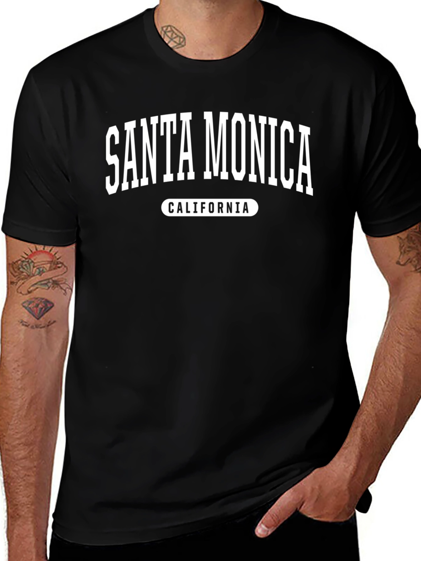 Santa Monica California Black T-Shirt