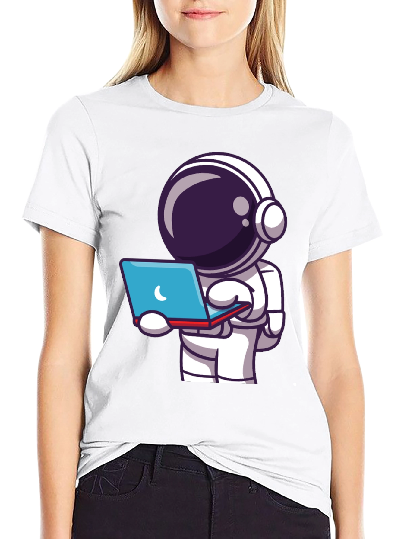 Astronaut Laptop T-Shirt - Space Explorer Tee