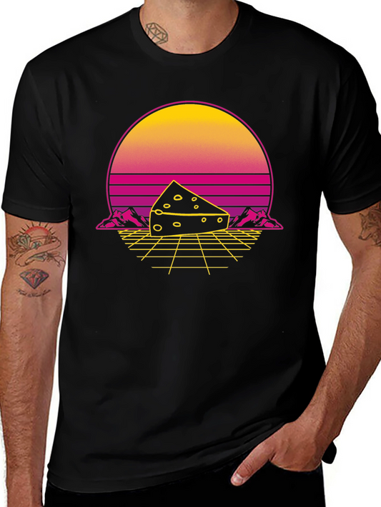 Retro Cheese Graphic T-Shirt - Black