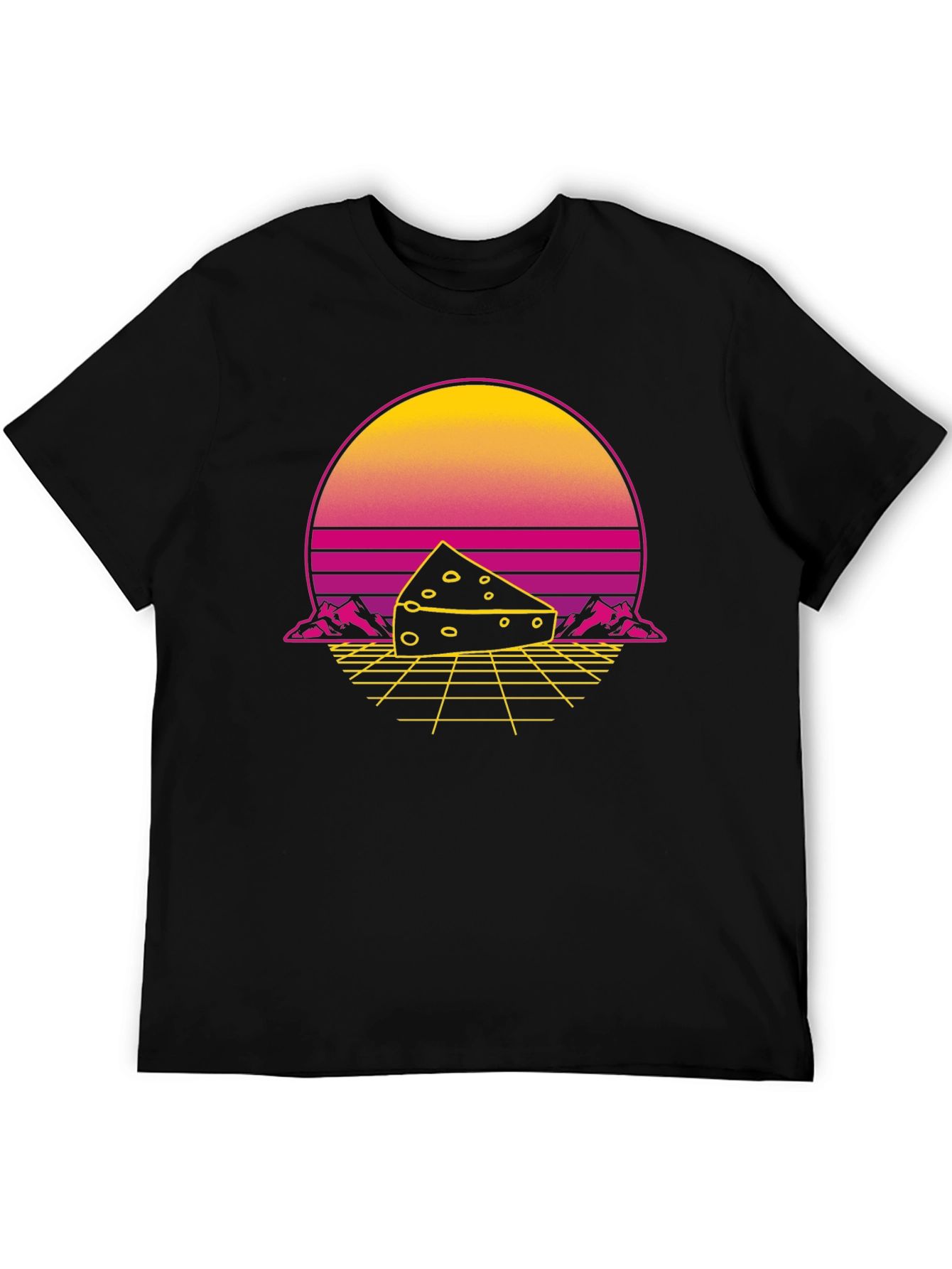 Retro Cheese Graphic T-Shirt - Black