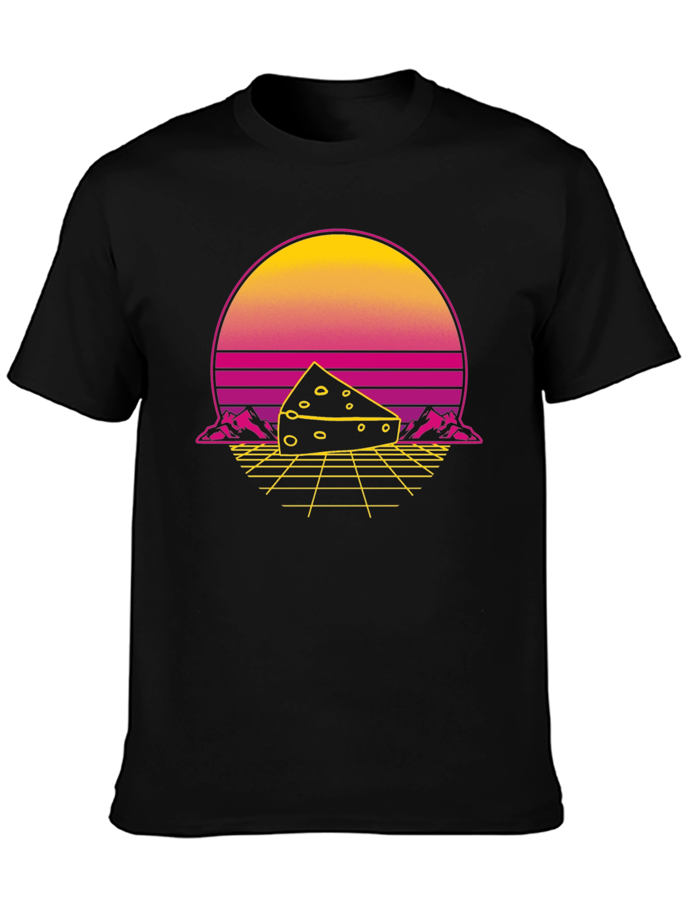 Retro Cheese Graphic T-Shirt - Black