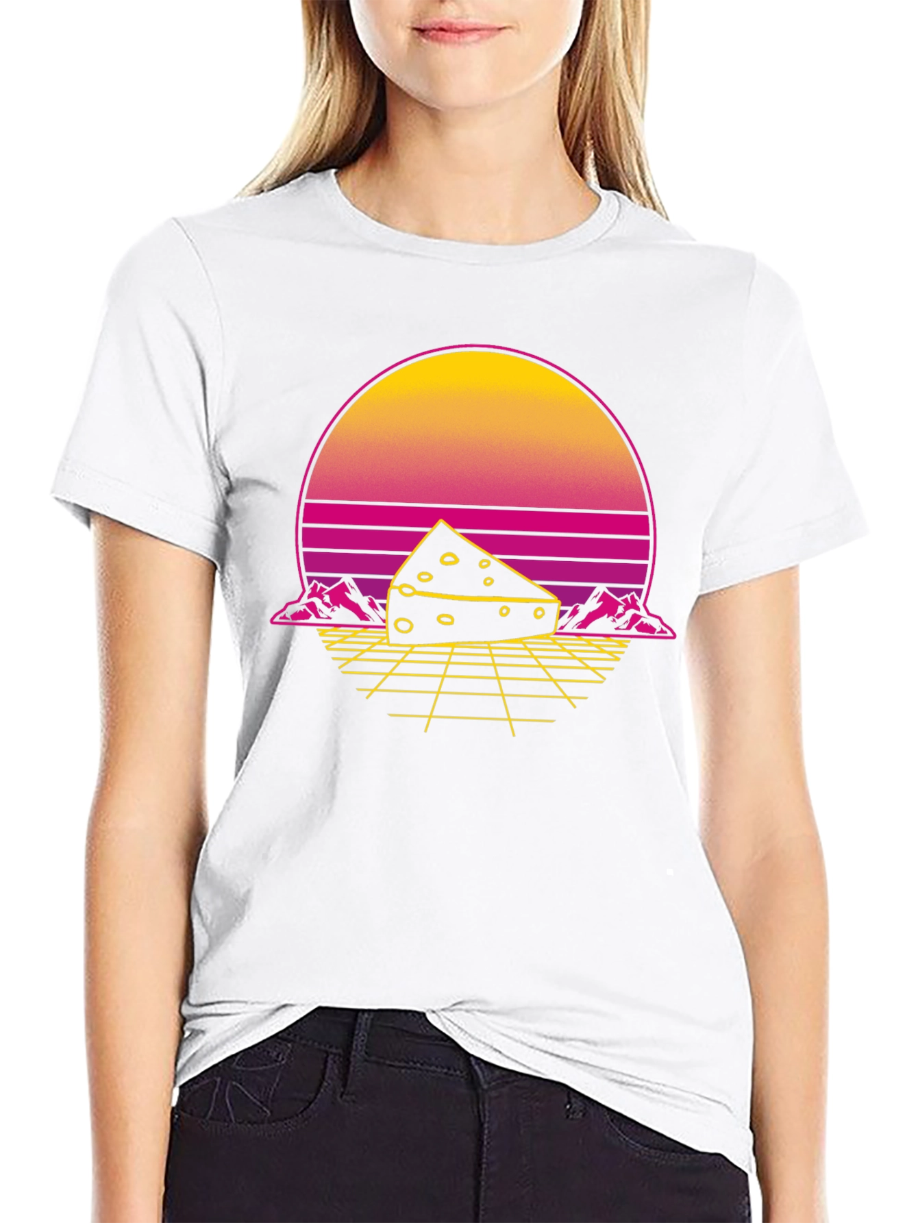 Retro Cheese Graphic T-Shirt - Black