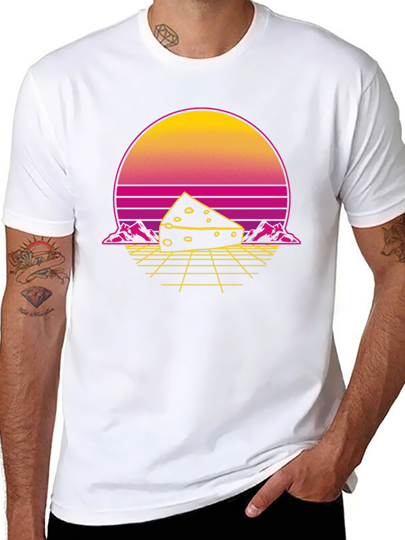 Retro Cheese Graphic T-Shirt - Black
