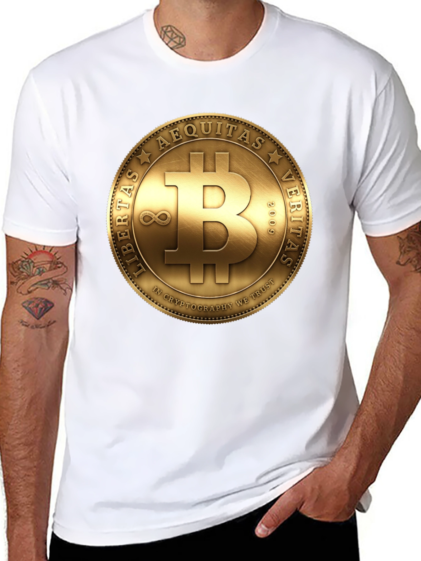 Bitcoin Crypto T-Shirt - Gold Coin Design