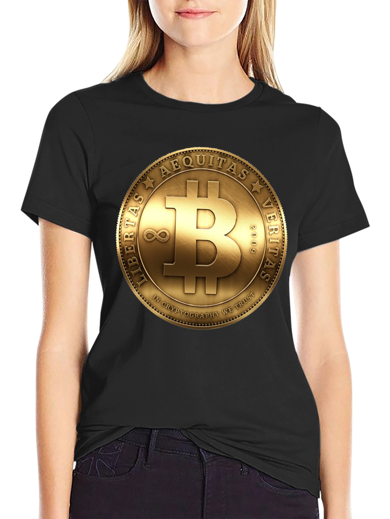 Bitcoin Crypto T-Shirt - Gold Coin Design