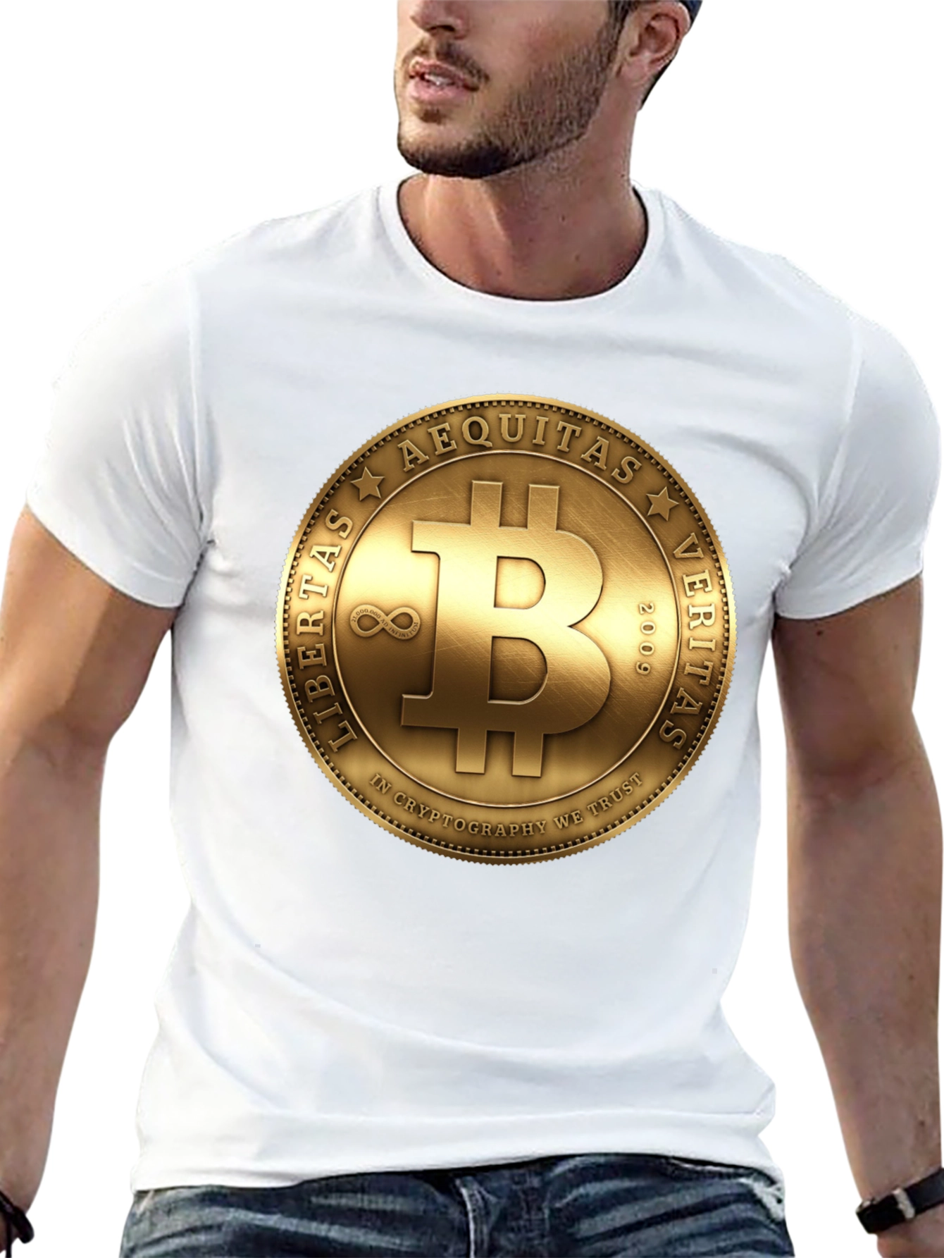 Bitcoin Crypto T-Shirt - Gold Coin Design