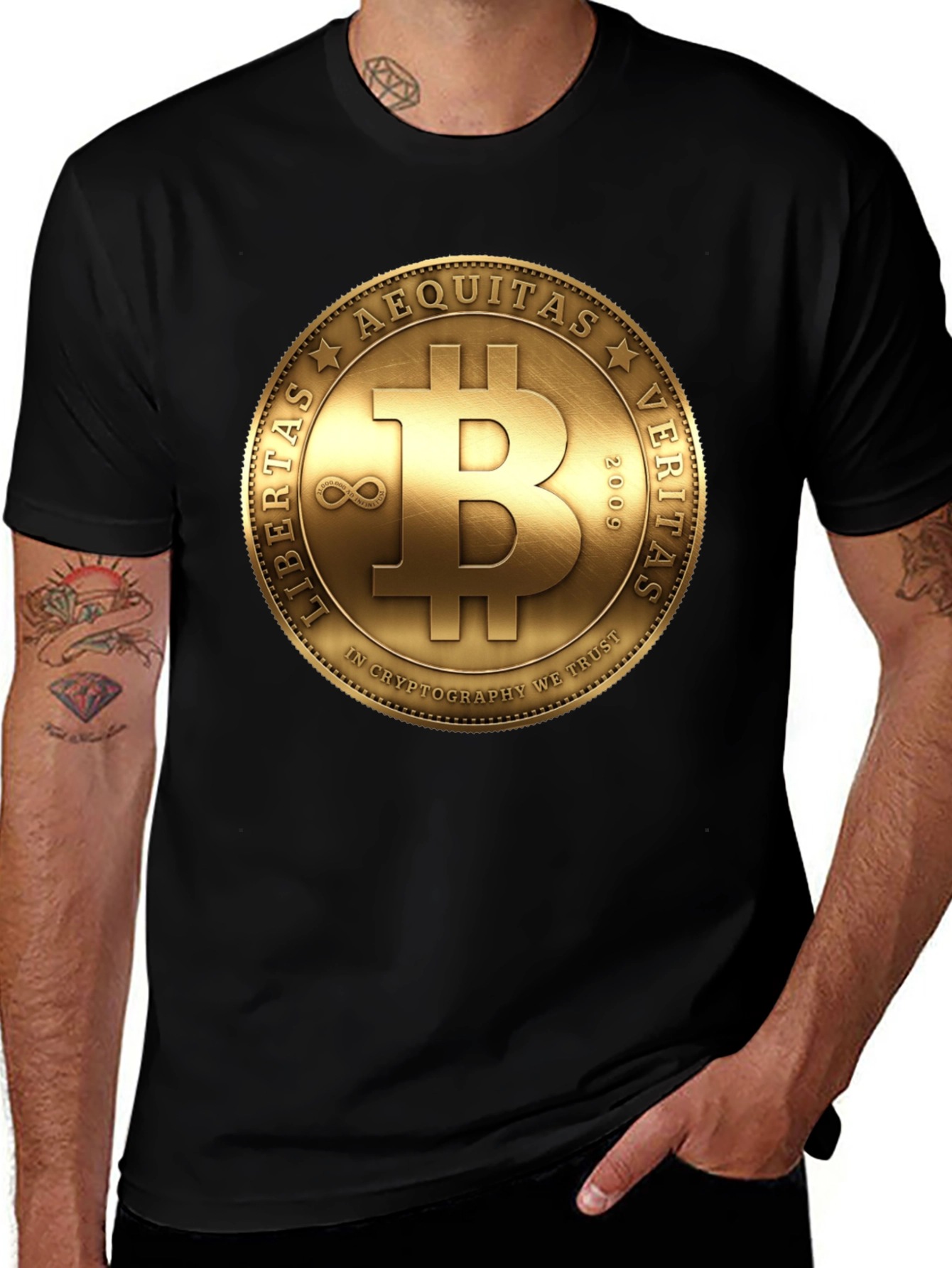 Bitcoin Crypto T-Shirt - Gold Coin Design