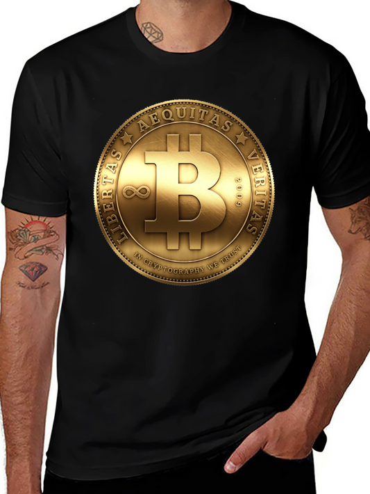 Bitcoin Crypto T-Shirt - Gold Coin Design