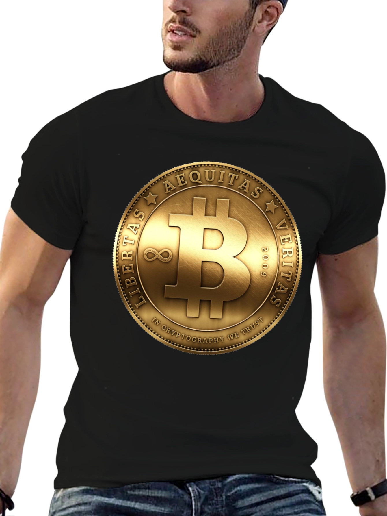 Bitcoin Crypto T-Shirt - Gold Coin Design