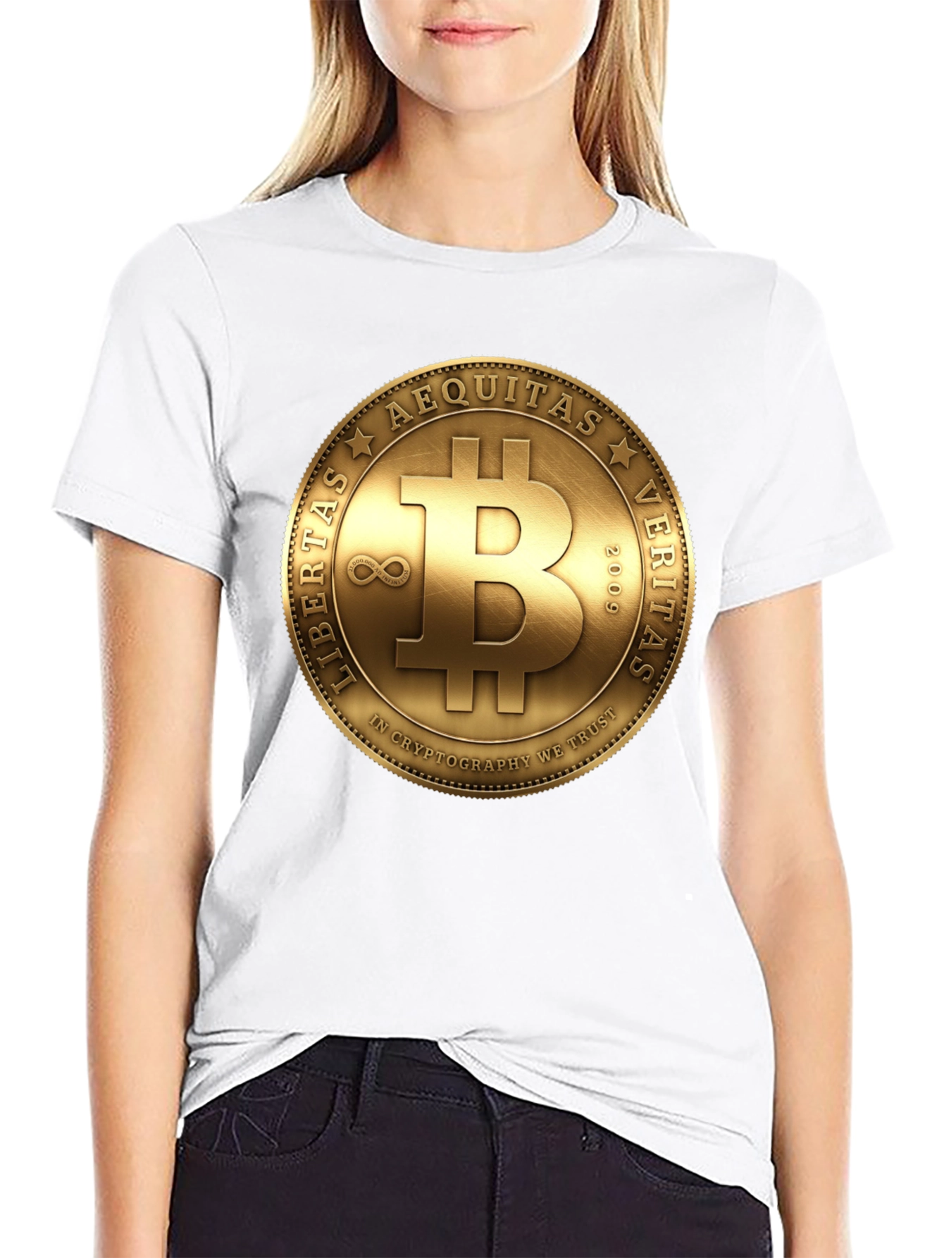 Bitcoin Crypto T-Shirt - Gold Coin Design