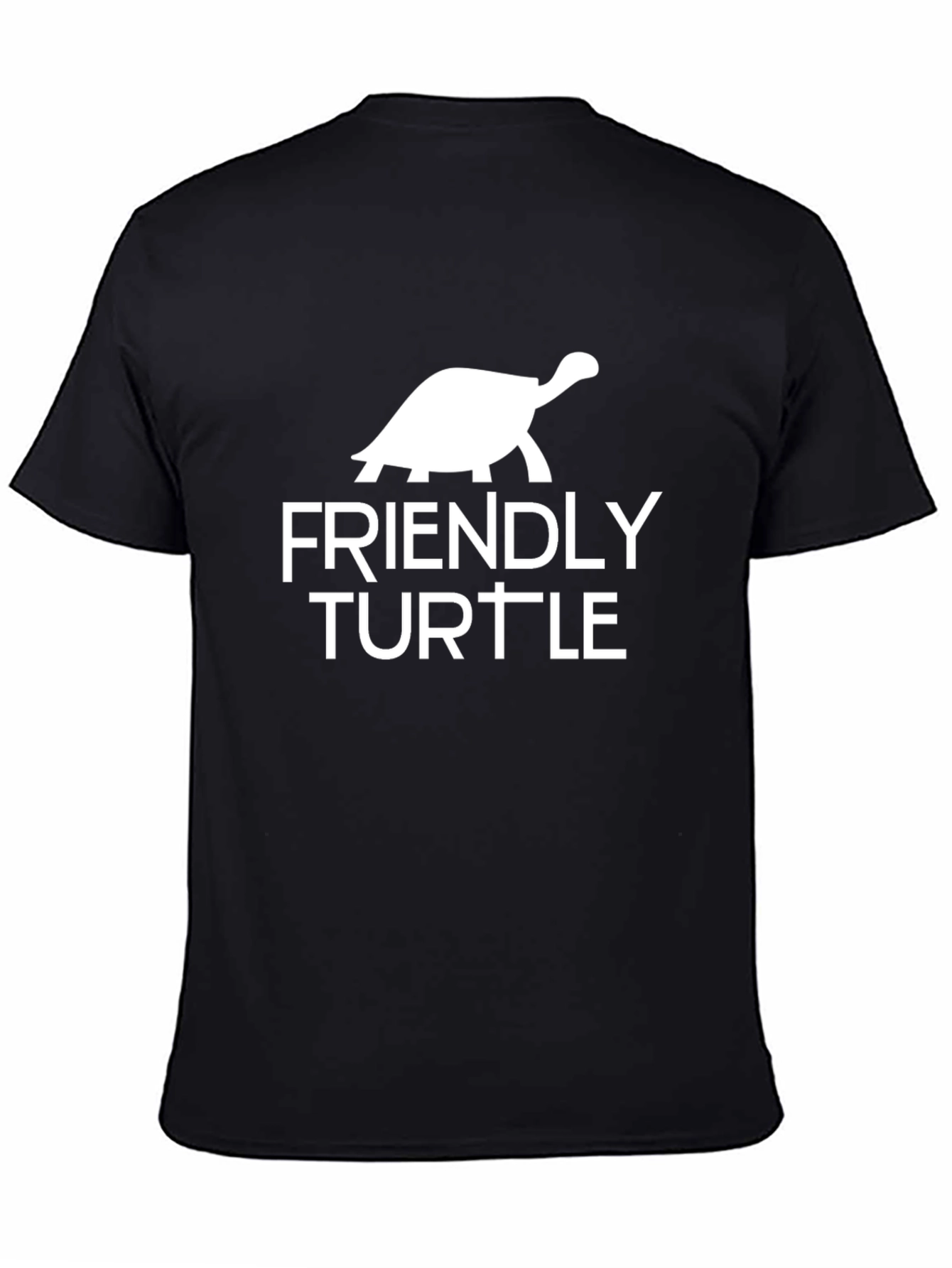 Friendly Turtle Graphic Tee - Black Cotton T-Shirt