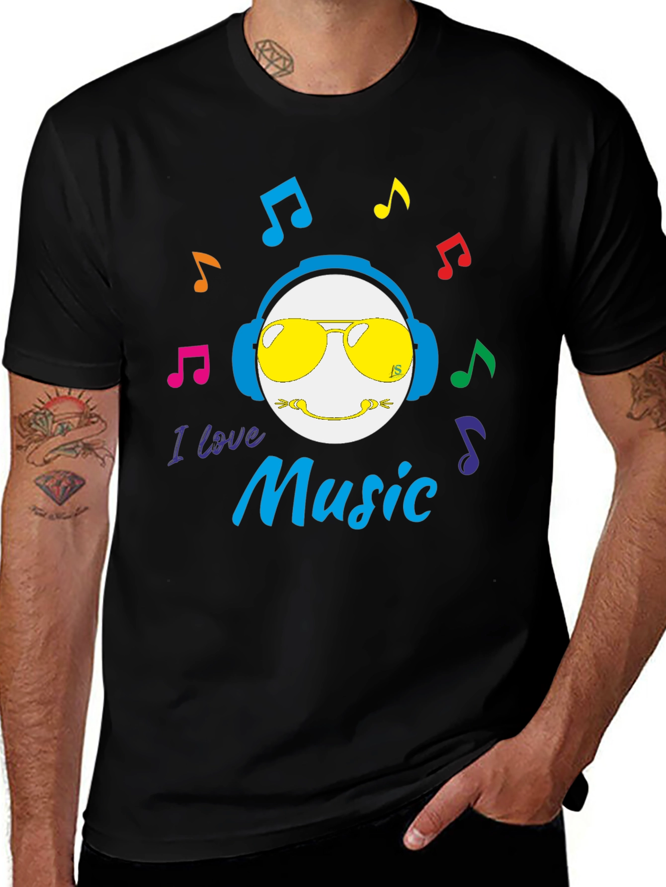 I Love Music T-Shirt - Cool Emoji Graphic Tee
