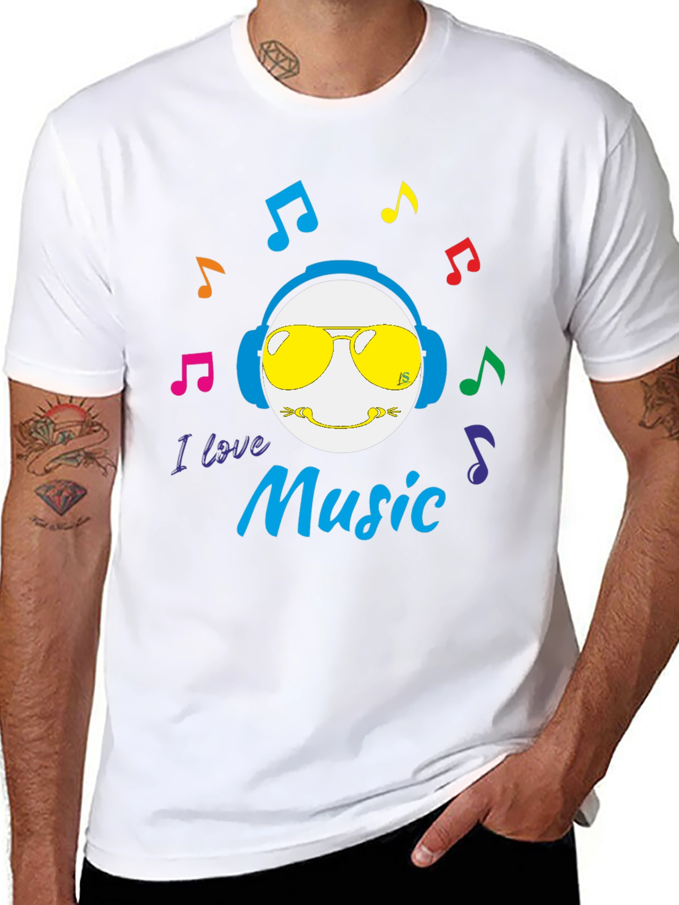 I Love Music T-Shirt - Cool Emoji Graphic Tee