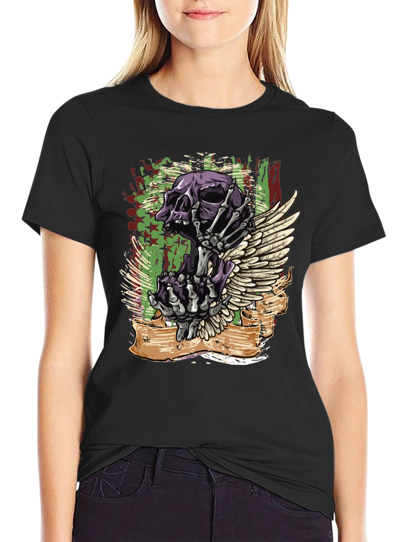 Skull and Wing Graphic T-Shirt - Bold Design