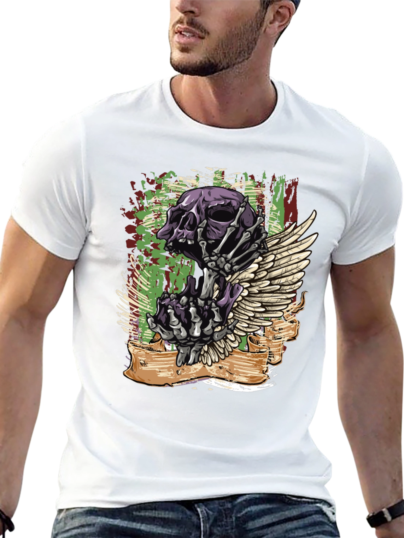 Skull and Wing Graphic T-Shirt - Bold Design