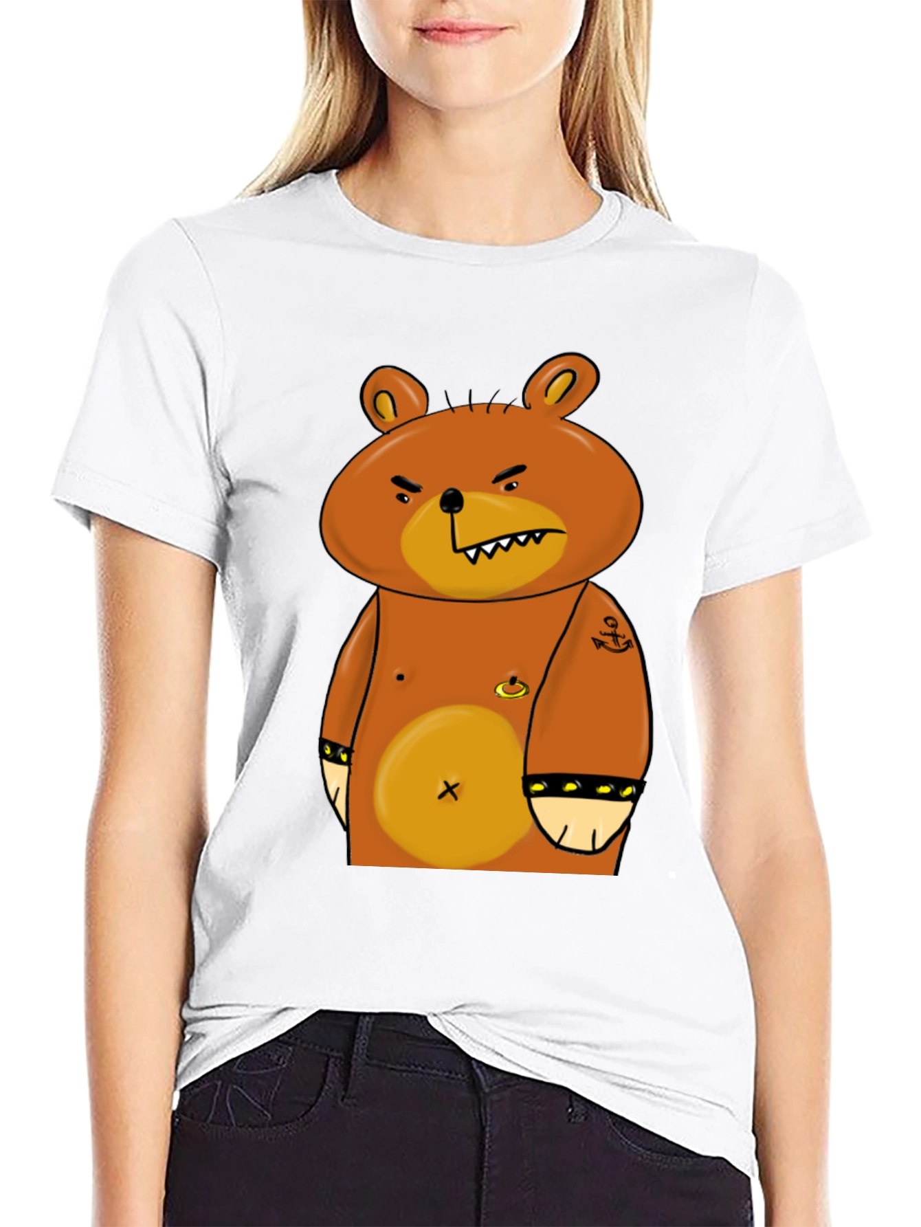 Angry Cartoon Bear Graphic T-Shirt