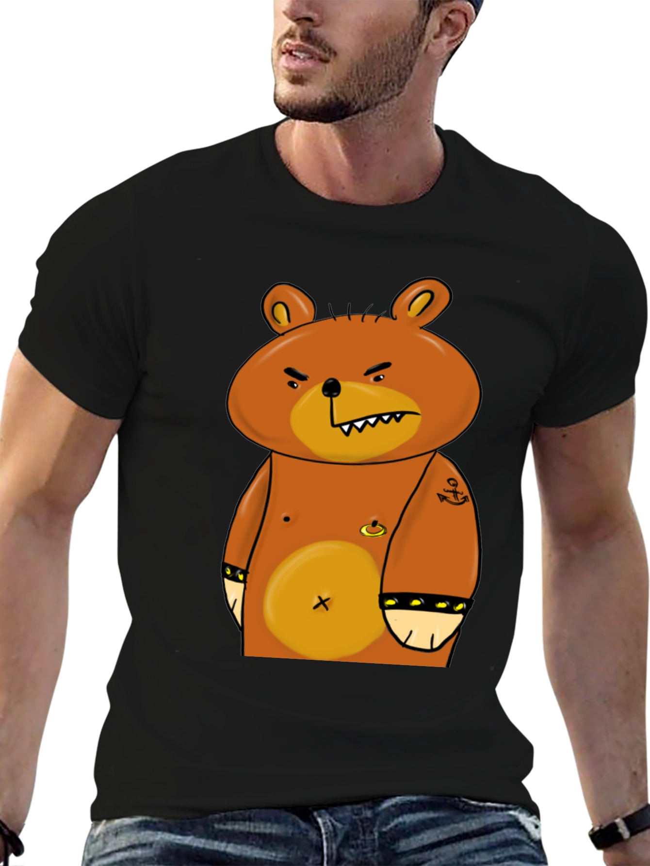 Angry Cartoon Bear Graphic T-Shirt
