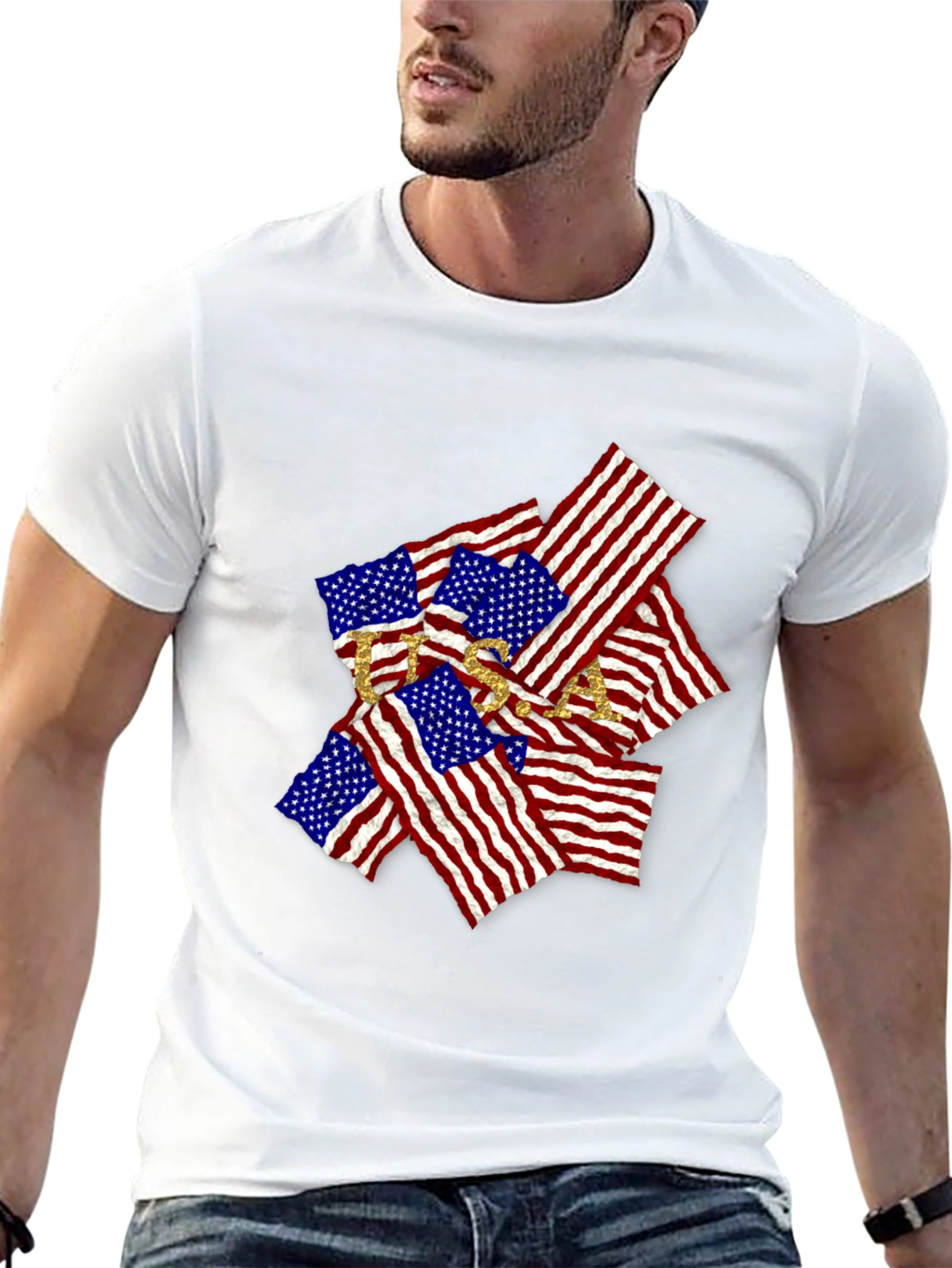 USA Flag Graphic Tee - Patriotic Style