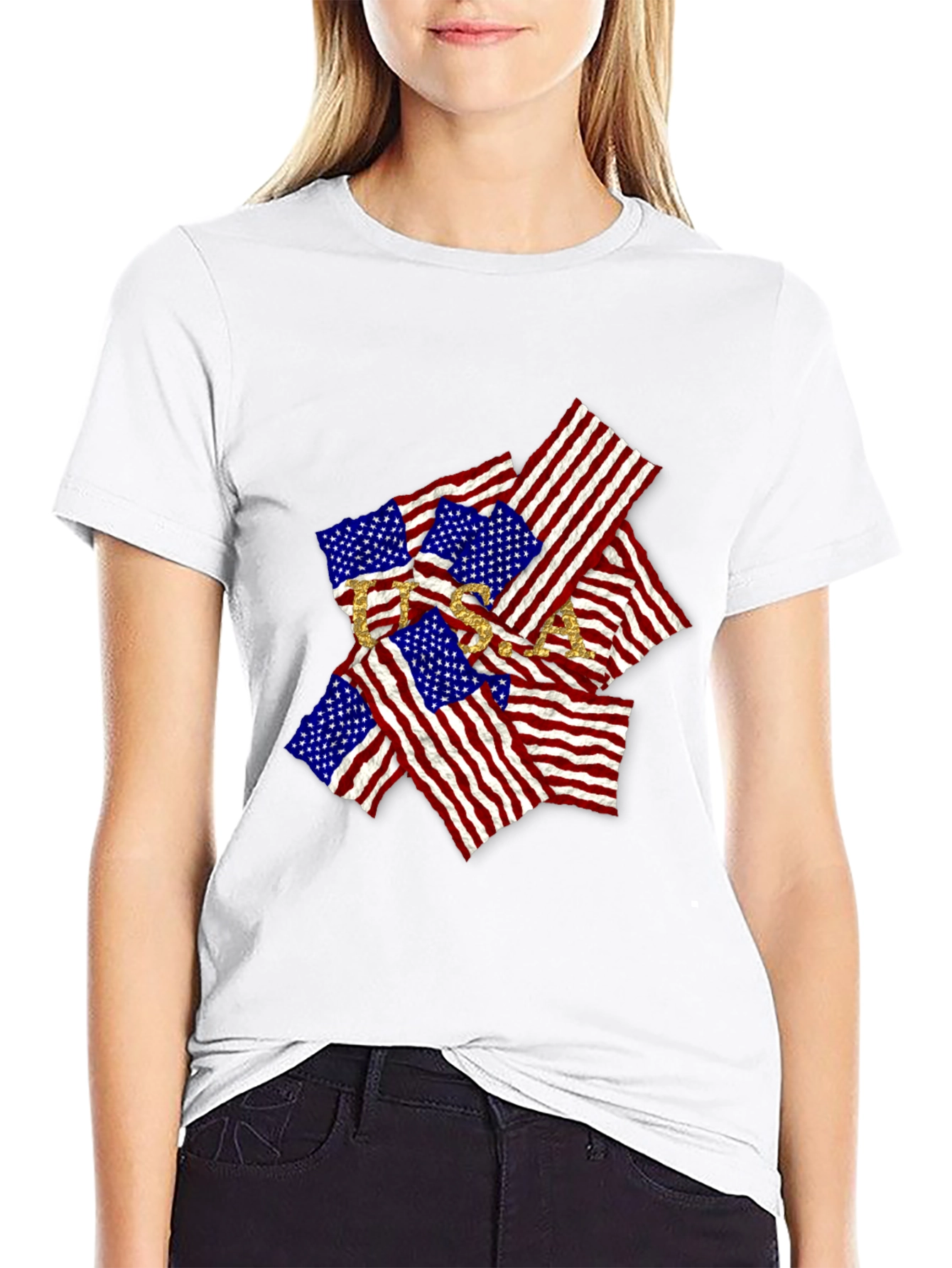 USA Flag Graphic Tee - Patriotic Style