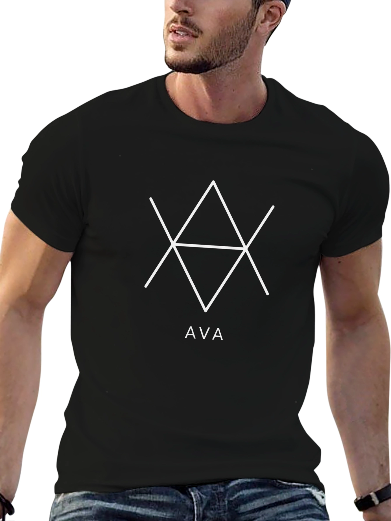 Geometric AVA Graphic Tee - Black