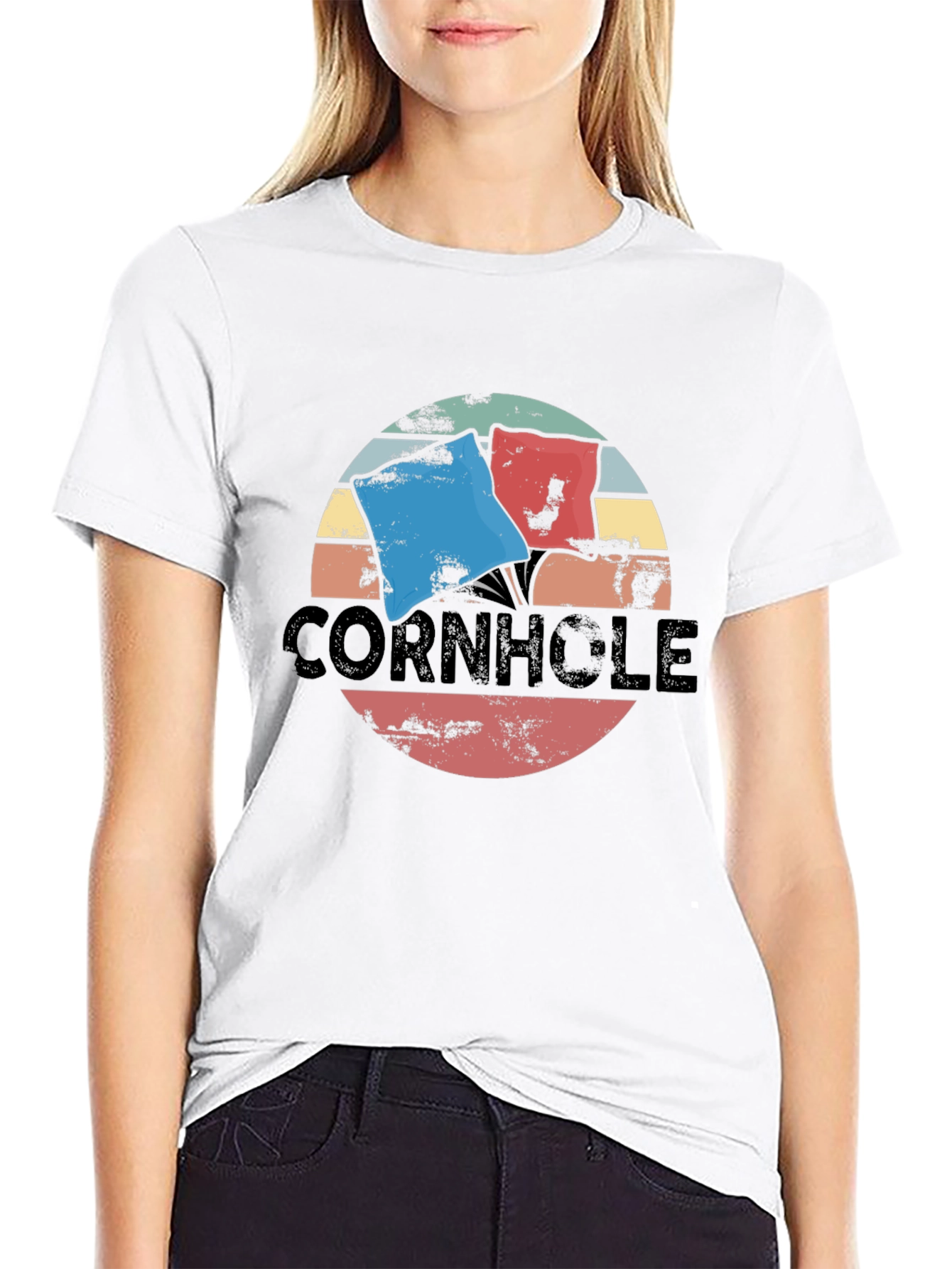 Retro Cornhole T-Shirt - Distressed Design
