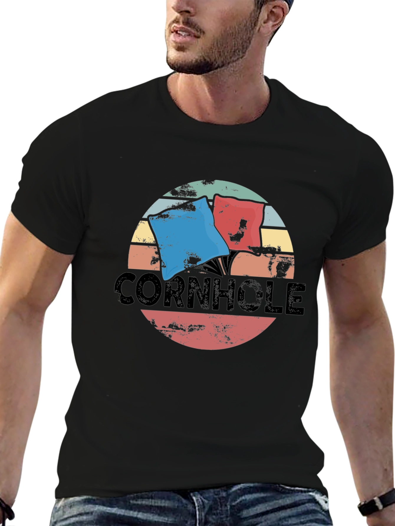 Retro Cornhole T-Shirt - Distressed Design