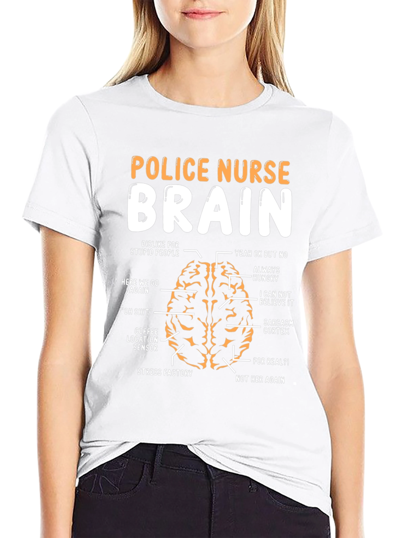 Police Nurse Brain Anatomy T-Shirt - Funny Gift
