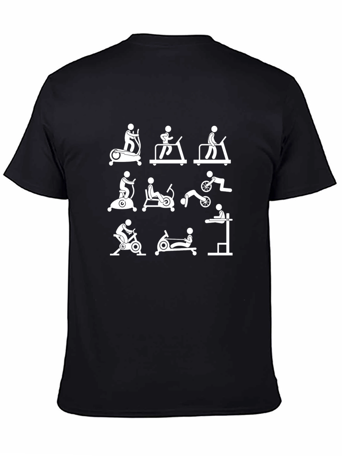 Gym Workout Stick Figures Black T-Shirt