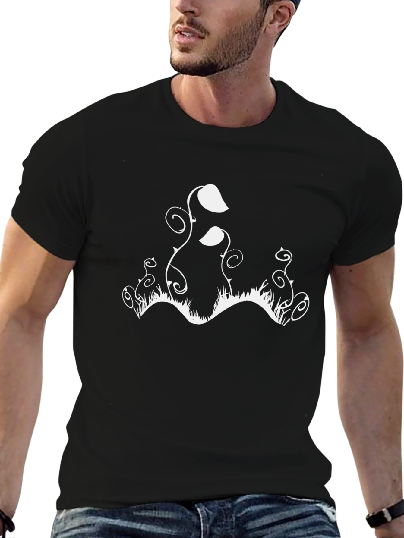 Floral Vine Graphic Tee - Black
