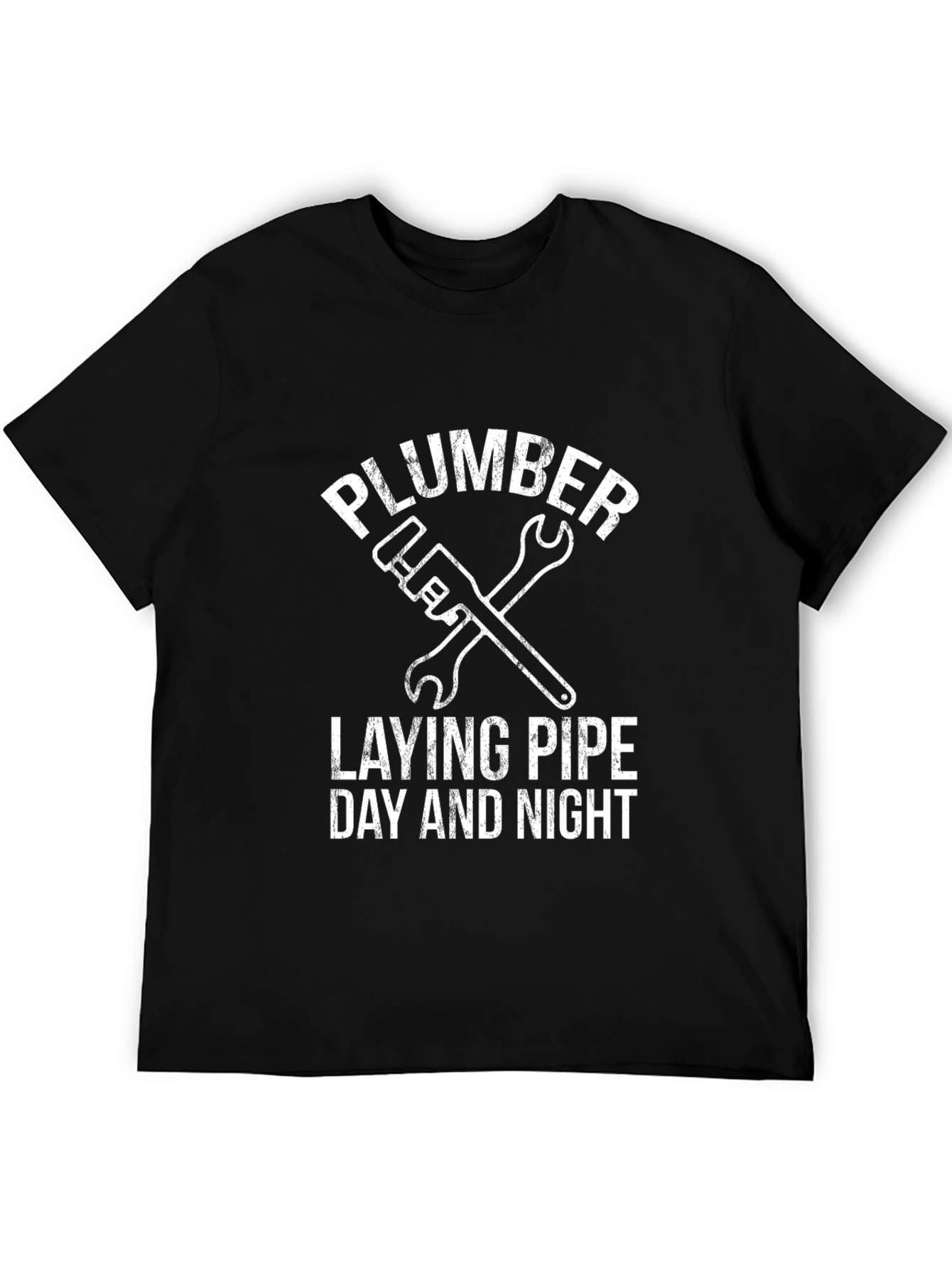 Plumber Laying Pipe Day and Night Graphic T-Shirt