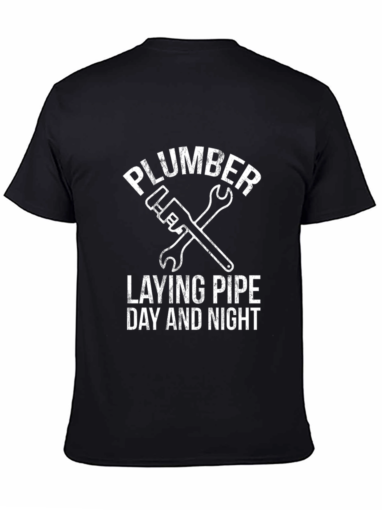 Plumber Laying Pipe Day and Night Graphic T-Shirt