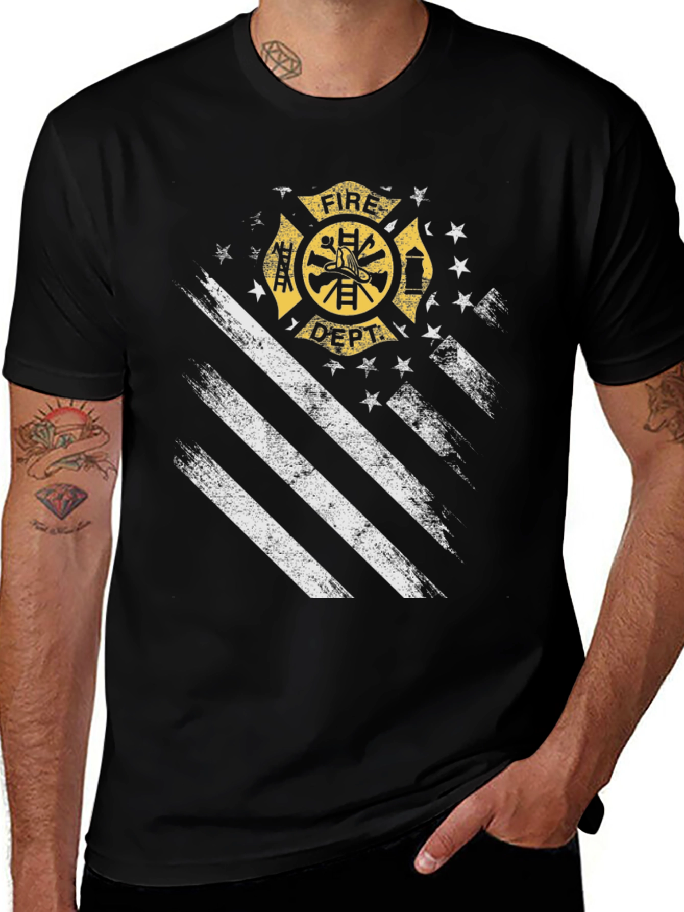 Fire Dept. American Flag Graphic T-Shirt